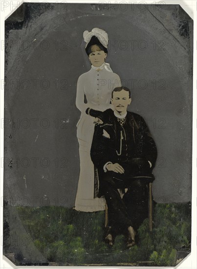 Portrait of couple; United States; 1860s - 1880s; Hand-colored tintype; Sheet: 22.5 x 16 cm, 8 7,8 x 6 5,16 in