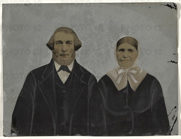 Portrait of couple; United States; 1860s - 1880s; Hand-colored tintype; Sheet: 16.6 x 21.7 cm, 6 9,16 x 8 9,16 in