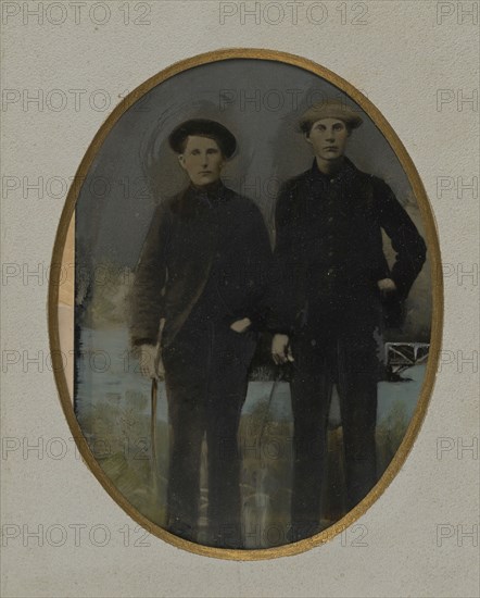 Portrait of two men; United States; 1860s - 1880s; Hand-colored tintype; Sheet: 21.1 x 16.4 cm, 8 5,16 x 6 7,16 in