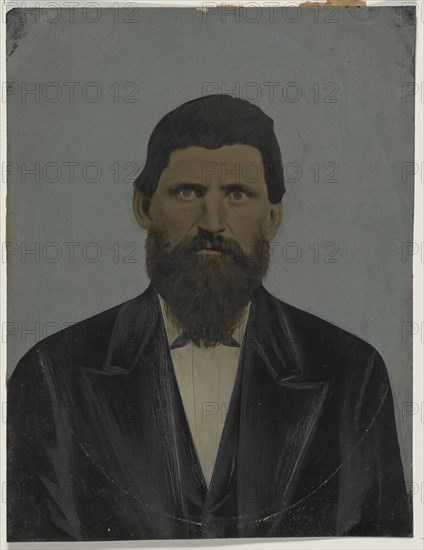 Portrait of bearded man; United States; 1860s - 1880s; Hand-colored tintype; Sheet: 21.5 x 16.5 cm, 8 7,16 x 6 1,2 in