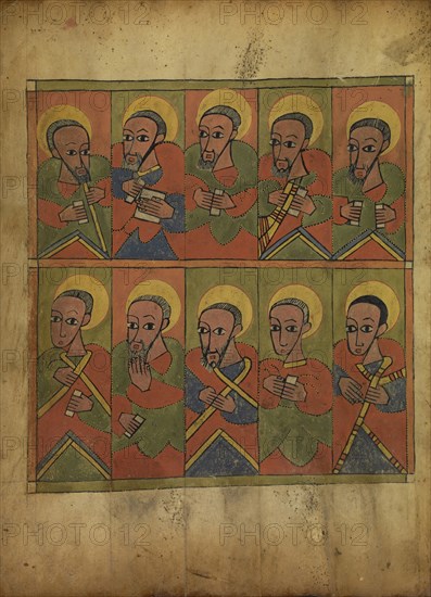 The Seventy-Two Disciples; Ethiopia; about 1480 - 1520; Tempera on parchment; Leaf: 34.5 × 25.6 cm, 13 9,16 × 10 1,16 in