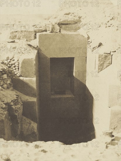 Pyramides de Giseh, Travaux de M. Mariette, Porte de Granit Découverte à Gauche du Sphinx Excavations; John Beasly Greene