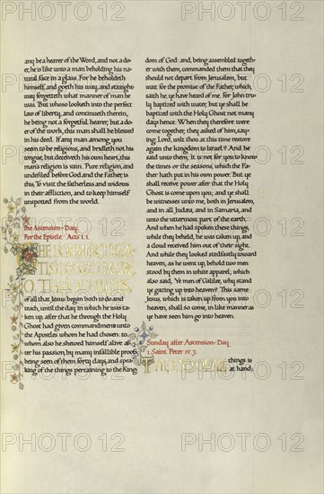 Decorated Text Page; Madelyn Walker, English, active 1930s, England; about 1930; Gold leaf, tempera colors, and pen and black