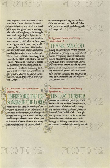 Decorated Text Page; Madelyn Walker, English, active 1930s, England; about 1930; Gold leaf, tempera colors, and pen and black