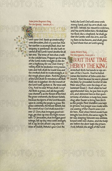 Decorated Text Page; Madelyn Walker, English, active 1930s, England; about 1930; Gold leaf, tempera colors, and pen and black