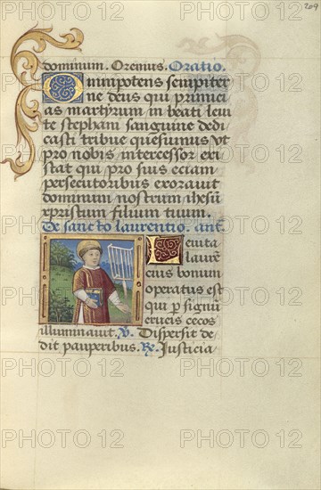 Saint Lawrence; Master of Jacques de Besançon, French, active about 1480 - 1500, Paris, France; about 1500; Tempera colors, ink