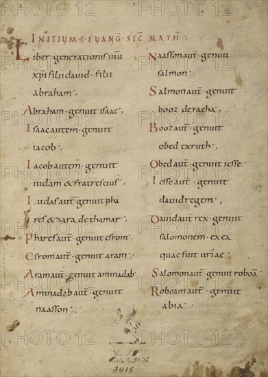 Text Page; Lorsch, Germany; about 826 - 838; Tempera colors on parchment; Leaf: Leaf: 31.6 x 24 cm, 12 7,16 x 9 7,16 in