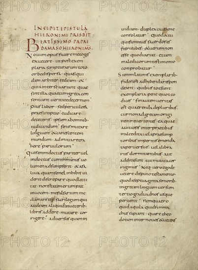 Text Page; Lorsch, Germany; about 826 - 838; Tempera colors on parchment; Leaf: Leaf: 31.6 x 24 cm, 12 7,16 x 9 7,16 in