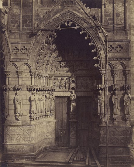 Cathedrale d'Amiens. Portail principal. Porte de la Vierge.; Bisson Frères, French, active 1840 - 1864, Amiens, France; 1850s