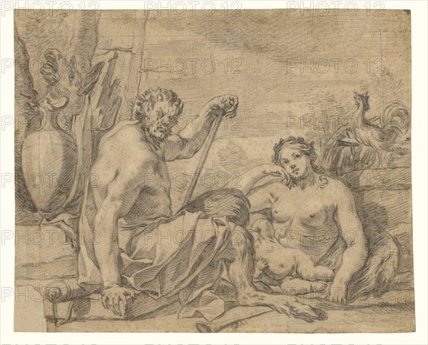 Dawn; Charles Le Brun, French, 1619 - 1690, France, Europe; about 1635 - 1642; Black chalk, incised for transfer; 17 × 22.1 cm