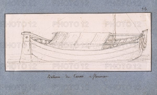 Bateau de l'Arno a Florence, Dessins, Castellan, A. L., Antoine Laurent, 1772-1838, Pencil on paper, 1797-1799