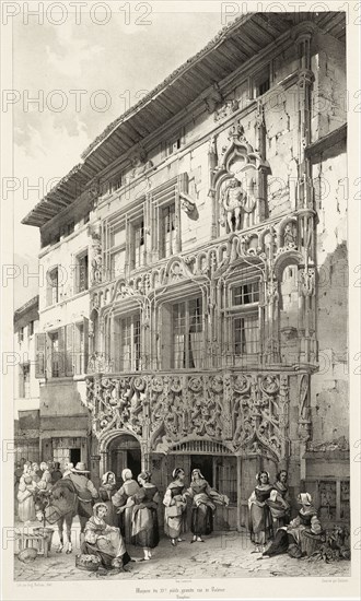 Dauphiné, Maison du XV.e siècle, grande rue de Valence, Voyages pittoresques et romantiques dans l'ancienne France, Mathieu, Aug