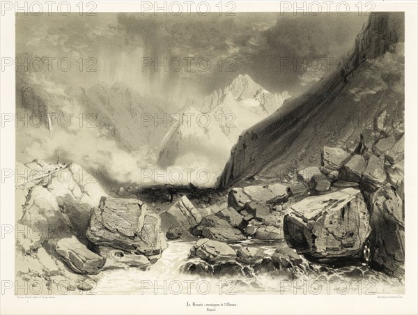 La Bérarde, montagnes de l'Oisans, Dauphiné, Voyages pittoresques et romantiques dans l'ancienne France, Imprimerie Lemercier