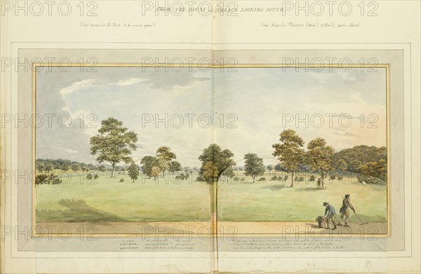From the house and terrace looking south: overlay up, Humphry Repton architecture and landscape designs, 1807-1813, Report
