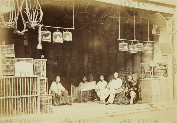 Têng-Yi Tëen, basket chair and matting shop, Shanghai foreign settlement, Albumen, 1876 July