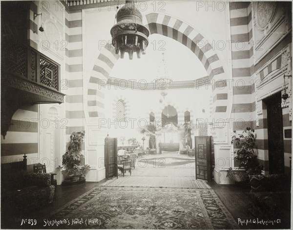 Shepheard's Hôtel, Hall, Basse Egypte Janvier 1906, Travel albums from Paul Fleury's trips to Switzerland, the Middle East