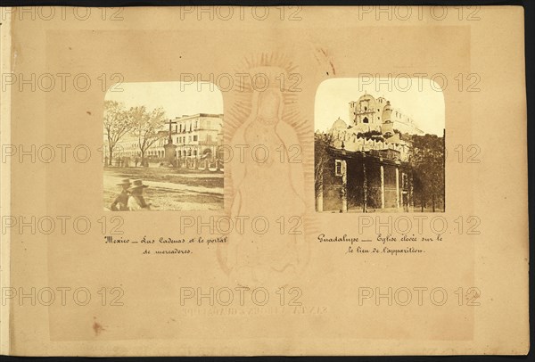 Views of Mexico City, Mexique, 1865, Falconnet, Louis, Albumen, between 1864 and 1866, Two photographs of buildings in Mexico
