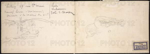 Boats and horse, Edmond Cousturier papers, ca. 1890-1908, Untitled sketchbook, Cross, Henri-Edmond, 1856-1910, Pencil on paper