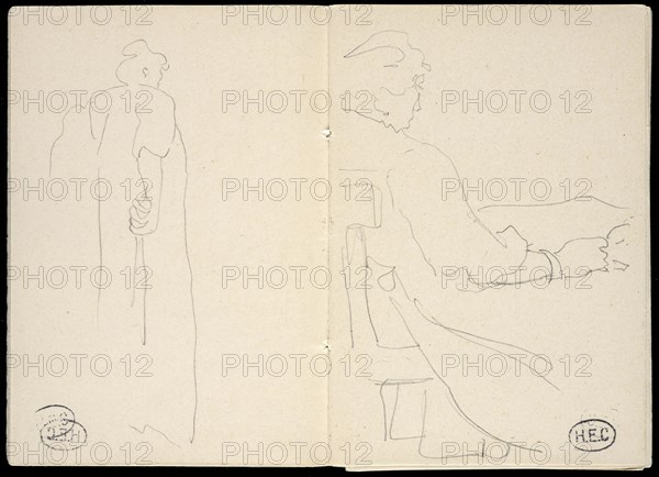 Studies of women, Edmond Cousturier papers, ca. 1890-1908, Untitled sketchbook, Cross, Henri-Edmond, 1856-1910, Pencil on paper