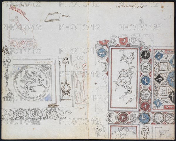 Tepidarium, Decorations from the Forum Baths, Vander Poel Campanian Collection, 1750-1997, Gell, Sir William, 1777-1836, Pencil