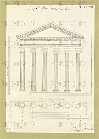 Autografi delle tavole della prima edizione dell' opera, degli Elementi della architettura civile, Vannini, Giuseppe, pen