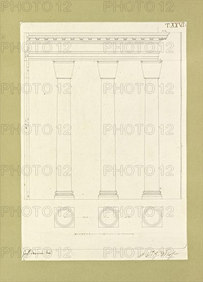 Autografi delle tavole della prima edizione dell' opera, degli Elementi della architettura civile, Vannini, Giuseppe, pen