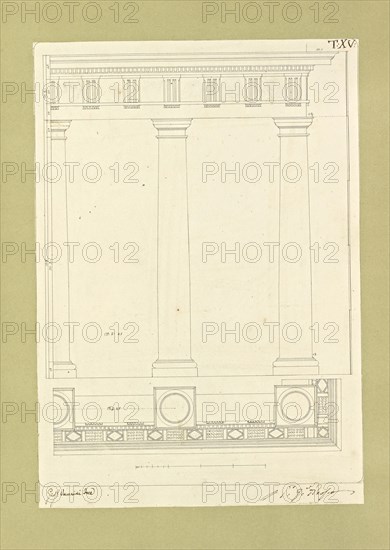 Autografi delle tavole della prima edizione dell' opera, degli Elementi della architettura civile, Vannini, Giuseppe, pen