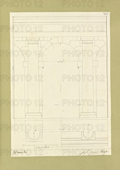 Autografi delle tavole della prima edizione dell' opera, degli Elementi della architettura civile, Vannini, Giuseppe, pen