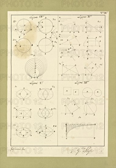 Autografi delle tavole della prima edizione dell' opera, degli Elementi della architettura civile, Vannini, Giuseppe, pen