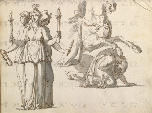 Sketchbook of Roman antiquities, Dupasquier, Antoine-Léonard, 1748?-1832, pen and ink, pencil, wash, 1779, Drawings