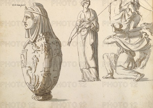 Sketchbook of Roman antiquities, Dupasquier, Antoine-Léonard, 1748?-1832, pen and ink, pencil, wash, 1779, Drawings