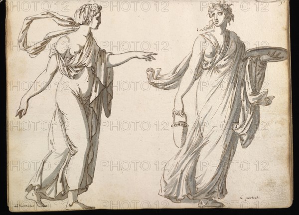 Sketchbook of Roman antiquities, Dupasquier, Antoine-Léonard, 1748?-1832, pen and ink, pencil, wash, 1779, Drawings