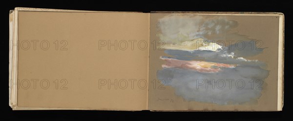 Sketchbook with manuscript notes Félix Bracquemond, Bracquemond, Félix, 1833-1914, pencil, pen, ink, and watercolor, ca. 1868