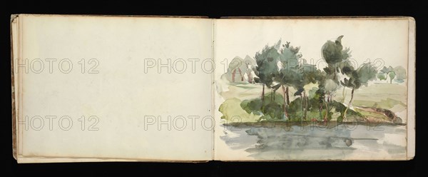 Sketchbook with manuscript notes Félix Bracquemond, Bracquemond, Félix, 1833-1914, pencil, pen, ink, and watercolor, ca. 1868