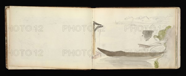 Sketchbook with manuscript notes Félix Bracquemond, Bracquemond, Félix, 1833-1914, pencil, pen, ink, and watercolor, ca. 1868