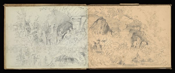 Sketchbook, Preziosi, Amadeo, 1816-1882, pencil, gray wash, white heightening, 1875, The sketchbook by Maltese artist Preziosi