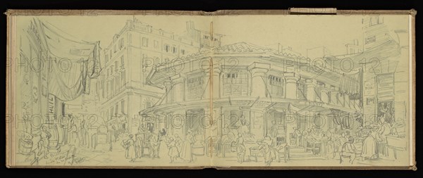 Sketchbook, Preziosi, Amadeo, 1816-1882, pencil, gray wash, white heightening, 1875, The sketchbook by Maltese artist Preziosi