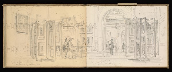 Sketchbook, Preziosi, Amadeo, 1816-1882, pencil, gray wash, white heightening, 1875, The sketchbook by Maltese artist Preziosi