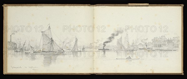 Sketchbook, Preziosi, Amadeo, 1816-1882, pencil, gray wash, white heightening, 1875, The sketchbook by Maltese artist Preziosi