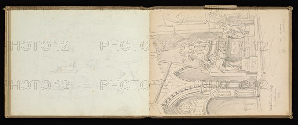 Sketchbook, Preziosi, Amadeo, 1816-1882, pencil, gray wash, white heightening, 1875, The sketchbook by Maltese artist Preziosi