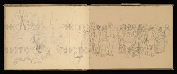 Sketchbook, Preziosi, Amadeo, 1816-1882, pencil, gray wash, white heightening, 1875, The sketchbook by Maltese artist Preziosi