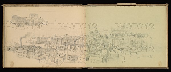 Sketchbook, Preziosi, Amadeo, 1816-1882, pencil, gray wash, white heightening, 1875, The sketchbook by Maltese artist Preziosi