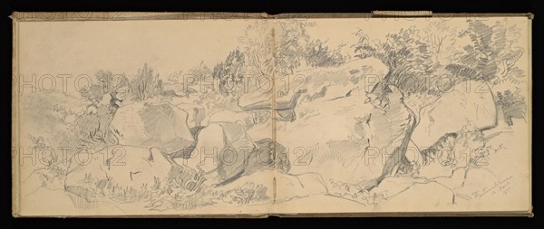 Sketchbook, Preziosi, Amadeo, 1816-1882, pencil, gray wash, white heightening, 1875, The sketchbook by Maltese artist Preziosi