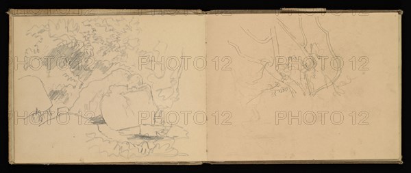 Sketchbook, Preziosi, Amadeo, 1816-1882, pencil, gray wash, white heightening, 1875, The sketchbook by Maltese artist Preziosi