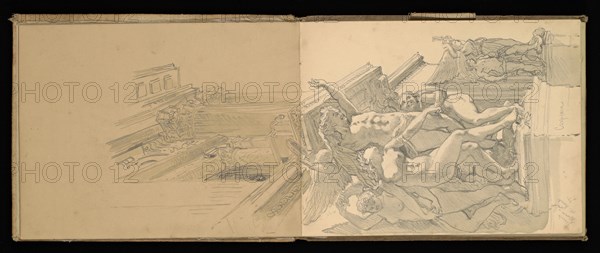 Sketchbook, Preziosi, Amadeo, 1816-1882, pencil, gray wash, white heightening, 1875, The sketchbook by Maltese artist Preziosi