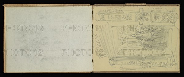 Sketchbook, Preziosi, Amadeo, 1816-1882, pencil, gray wash, white heightening, 1875, The sketchbook by Maltese artist Preziosi