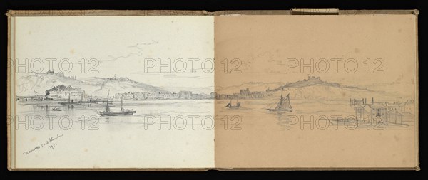 Sketchbook, Preziosi, Amadeo, 1816-1882, pencil, gray wash, white heightening, 1875, The sketchbook by Maltese artist Preziosi