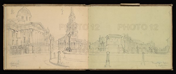 Sketchbook, Preziosi, Amadeo, 1816-1882, pencil, gray wash, white heightening, 1875, The sketchbook by Maltese artist Preziosi