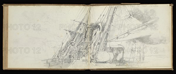 Sketchbook, Preziosi, Amadeo, 1816-1882, pencil, gray wash, white heightening, 1875, The sketchbook by Maltese artist Preziosi