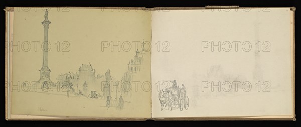 Sketchbook, Preziosi, Amadeo, 1816-1882, pencil, gray wash, white heightening, 1875, The sketchbook by Maltese artist Preziosi